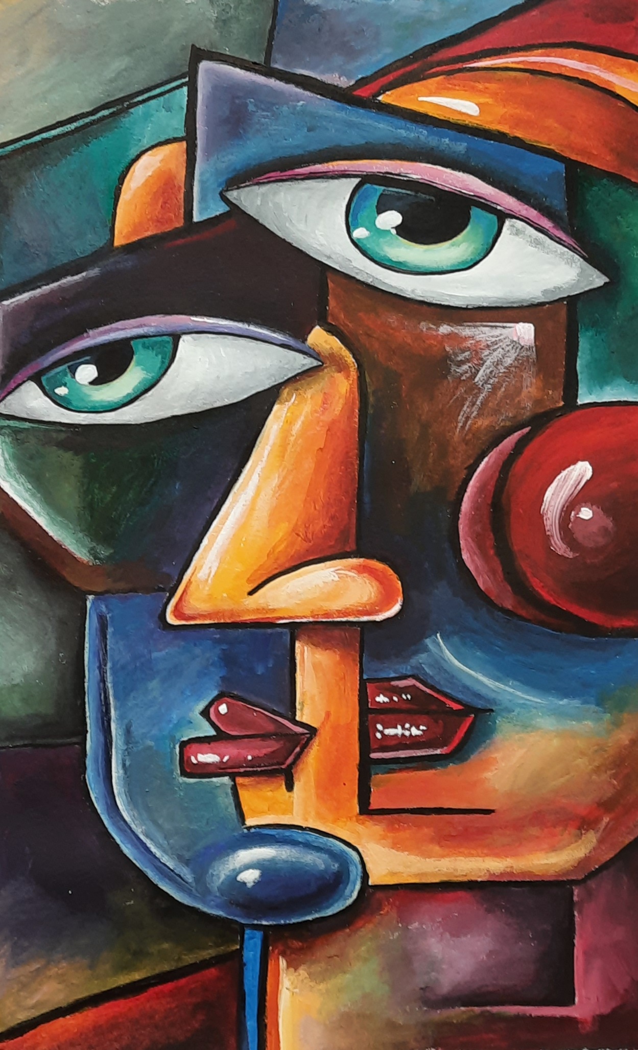 Acrylic painting of Abstract Face